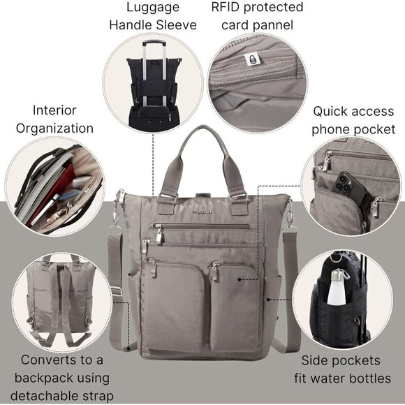All Set 3-in-1 Tote Backpack Women Lightweight Travel RFID Convertible main image 7